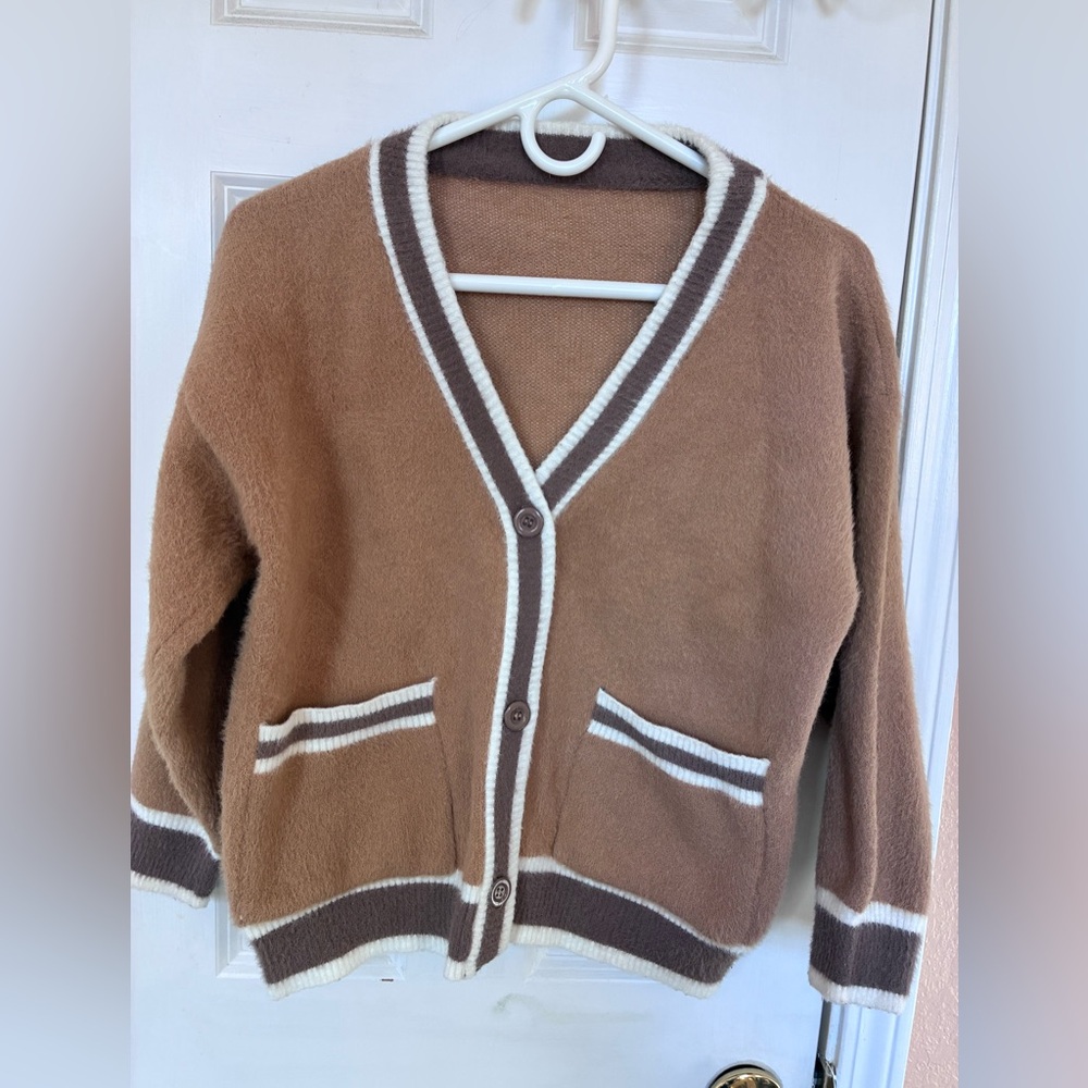 Vintage Brushed Mohair Button Brown Cardigan Grandpa Sweater Soft MCM Cozy Knit
